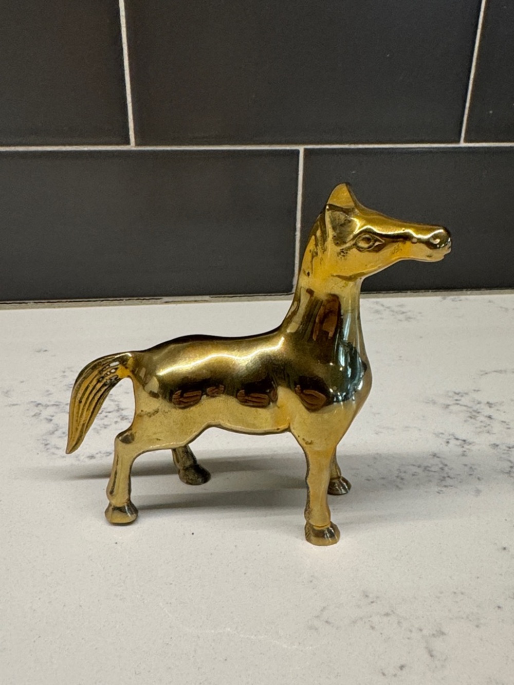 Vintage Solid Brass Horse Sculpture